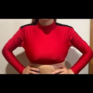 Custom Long Sleeve High Neck Crop Tops DanceCostume